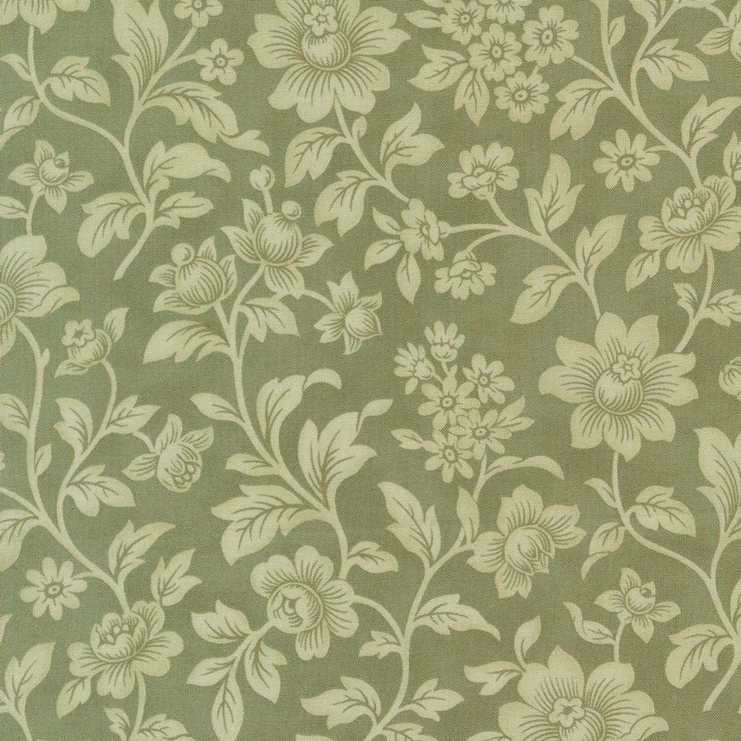 Moda Fabrics - Ambiance, Elegance Florals Damask, Eucalyptus || SOLD BY THE HALF YARD