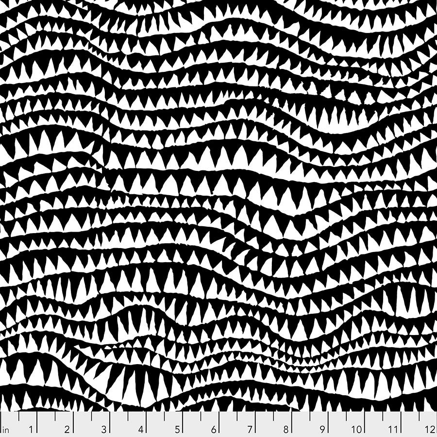 Free Spirit Fabrics - Kaffe Fassett, Sharks Teeth, Black || SOLD BY THE HALF YARD
