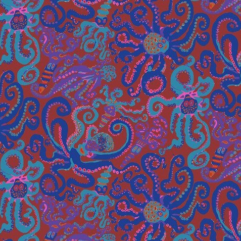 Free Spirit Fabrics - Kaffe Fassett Collective August 2020, Octopus, Red || SOLD BY THE HALF YARD