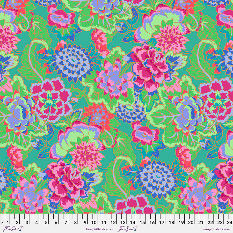 Free Spirit Fabrics - Kaffe Fassett Collective February 2022, Cloisonne, Aqua || SOLD BY THE HALF YARD