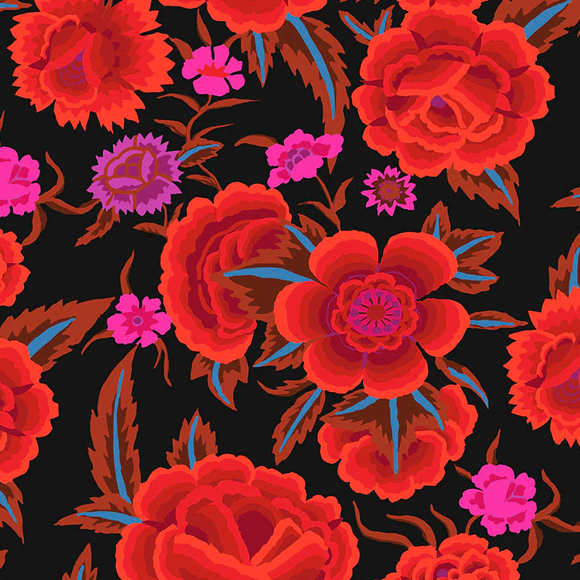 Free Spirit Fabrics - Kaffe Fassett Collective Stash, Embroidered Shawl, Red || SOLD BY THE HALF YARD