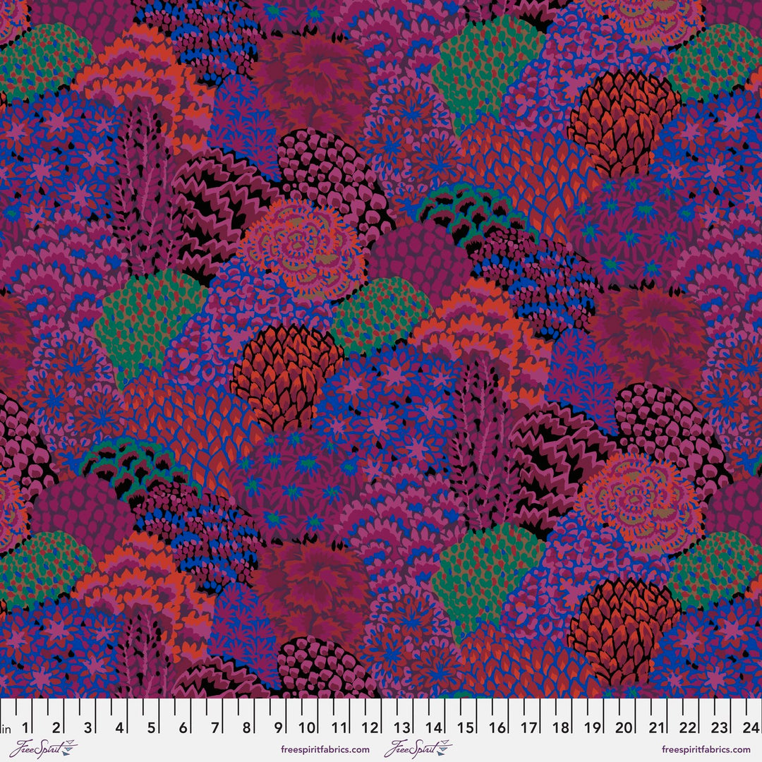 Free Spirit Fabrics - Kaffe Fassett Collective 85 & Fabulous, Lg Oriental Trees, Maroon || SOLD BY THE HALF YARD