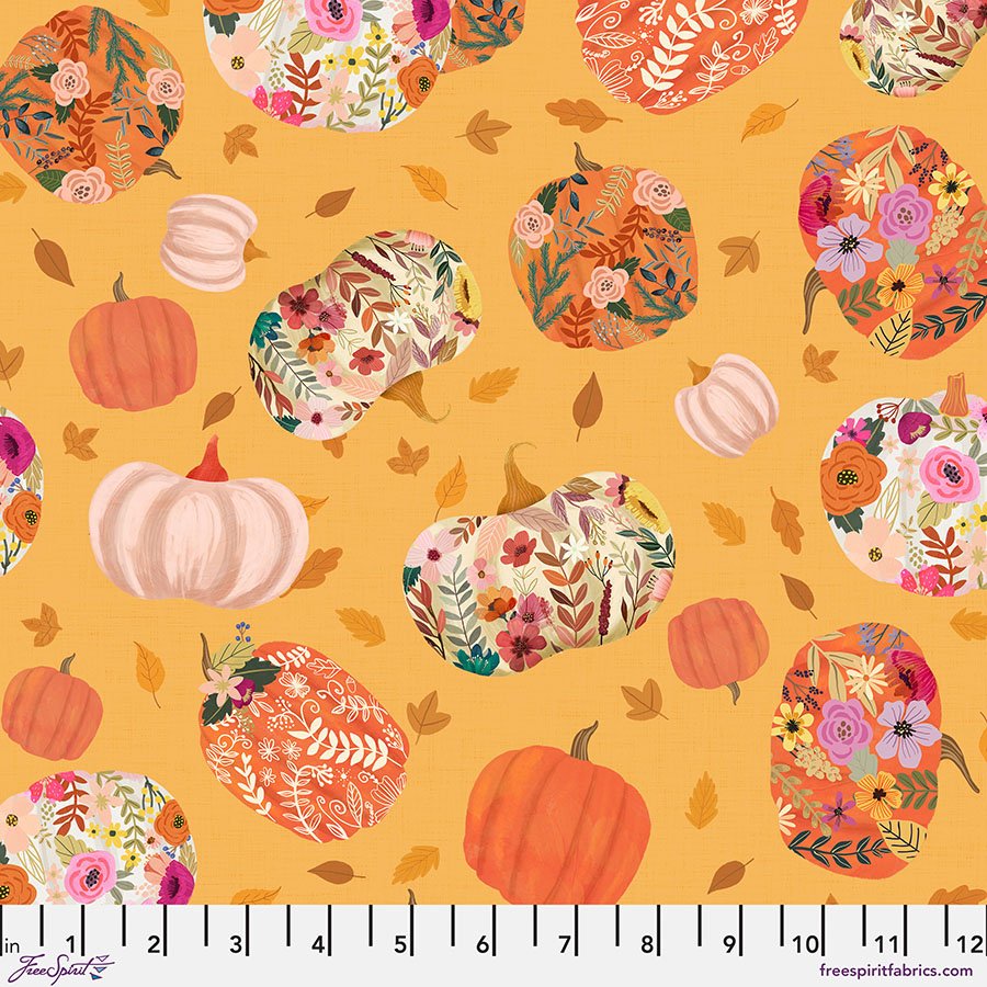 Free Spirit Fabrics - Autumn Friends, Pumpkin Paradise, Orange || SOLD BY THE HALF YARD