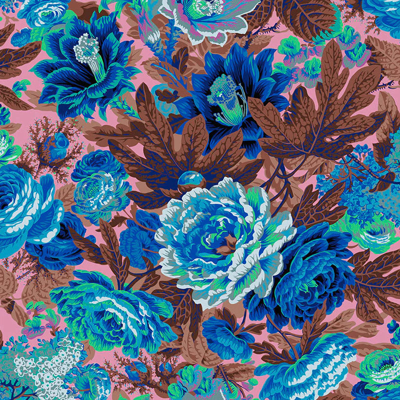 Free Spirit Fabrics - Kaffe Fassett Collective February 2023, Floral Burst, Cool || SOLD BY THE HALF YARD