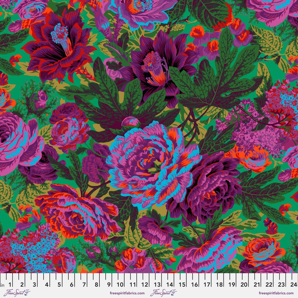 Free Spirit Fabrics - Kaffe Fassett Collective February 2023, Floral Burst, Green || SOLD BY THE HALF YARD