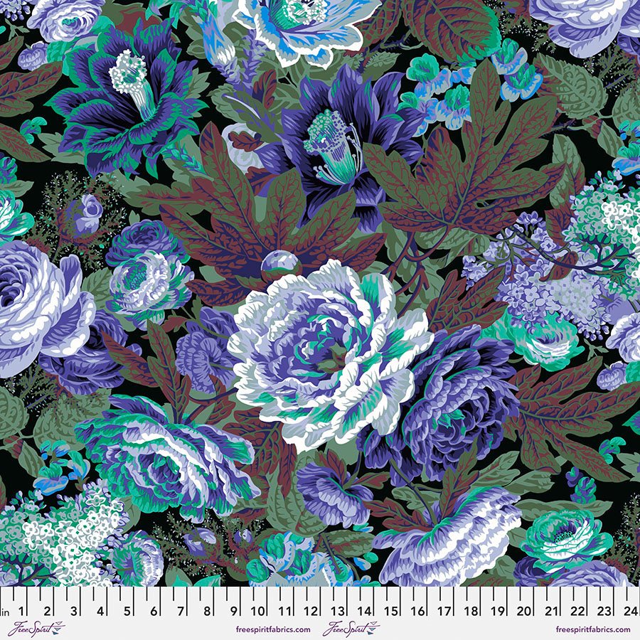 Free Spirit Fabrics - Kaffe Fassett Collective February 2023, Floral Burst, Purple || SOLD BY THE HALF YARD