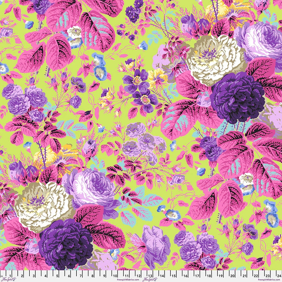 Free Spirit Fabrics - Kaffe Fassett Collective February 2025, Gradi Floral, Lime || SOLD BY THE HALF YARD