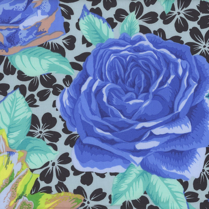 Free Spirit Fabrics - Kaffe Fassett, February 2026, Rose Bloom, Blue || SOLD BY THE HALF YARD