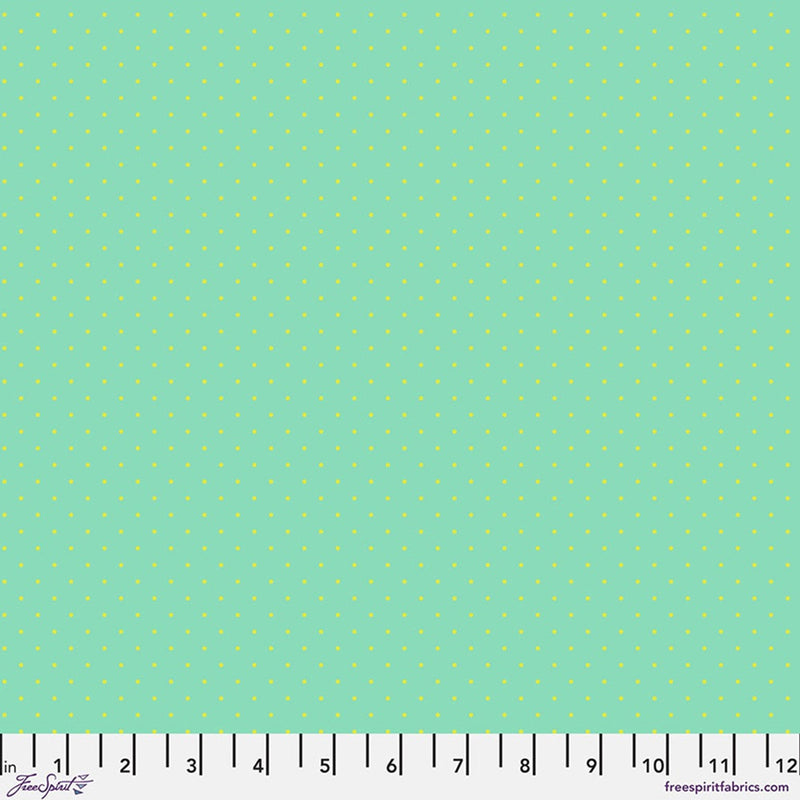 Free Spirit Fabrics - Tula Pink, True Colors, Tiny Dots, Peacock || SOLD BY THE HALF YARD
