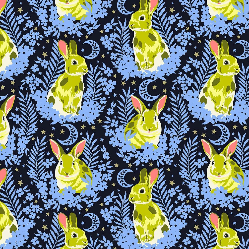 Free Spirit Fabrics - Tula Pink, Besties, Hop To It, Bluebell || SOLD BY THE HALF YARD