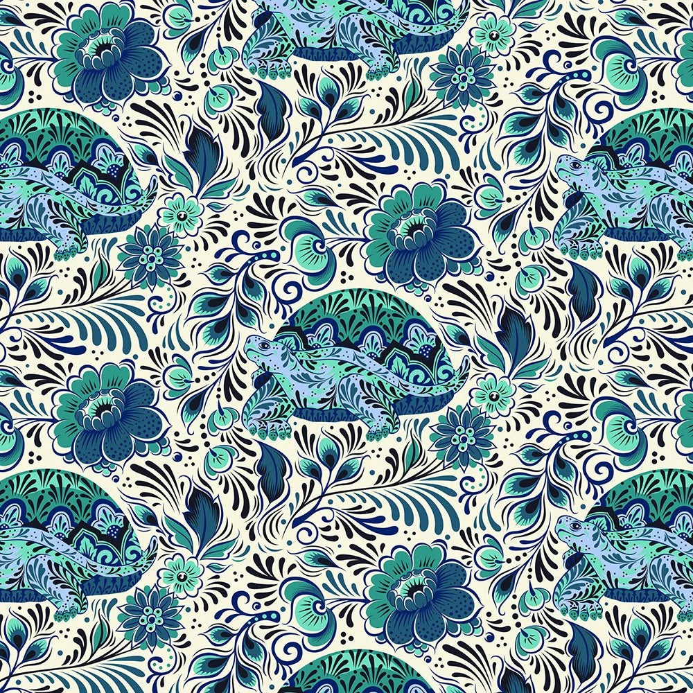 Free Spirit Fabrics - Tula Pink, Besties, No Rush, Bluebell || SOLD BY THE HALF YARD