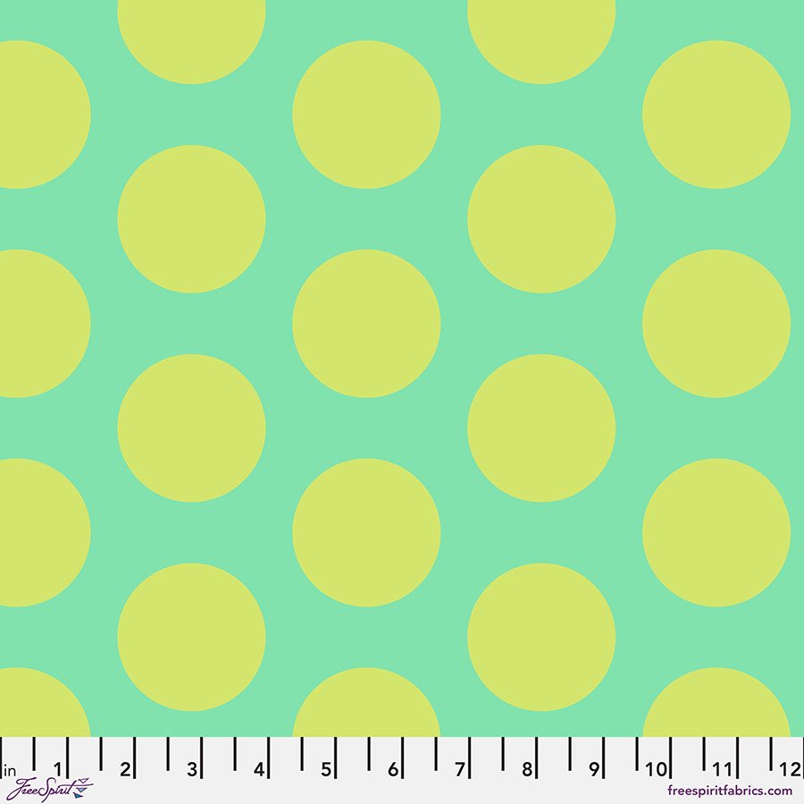 Free Spirit Fabrics - Tula Pink, ROAR!, Dinosaur Eggs, Mint || SOLD BY THE HALF YARD