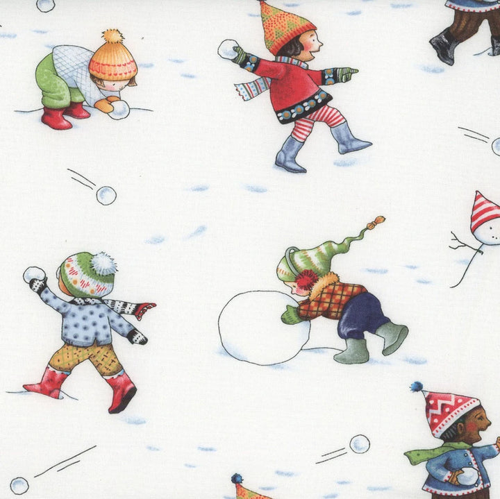 Free Spirit Fabrics - Snow Day, Snowball Fight, White || SOLD BY THE HALF YARD