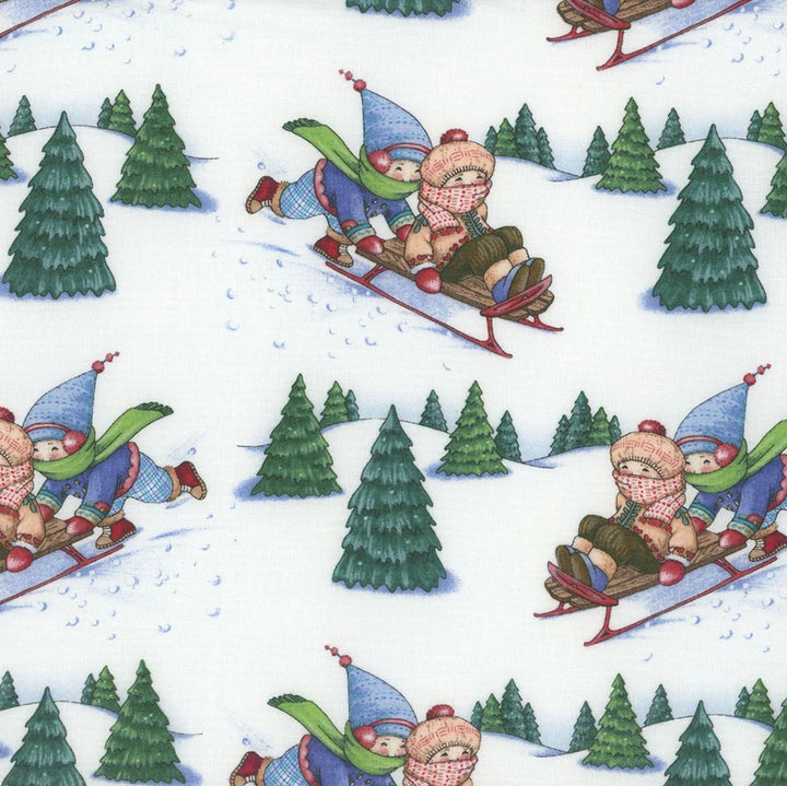 Free Spirit Fabrics - Snow Day, Sleddin' Spot, White || SOLD BY THE HALF YARD