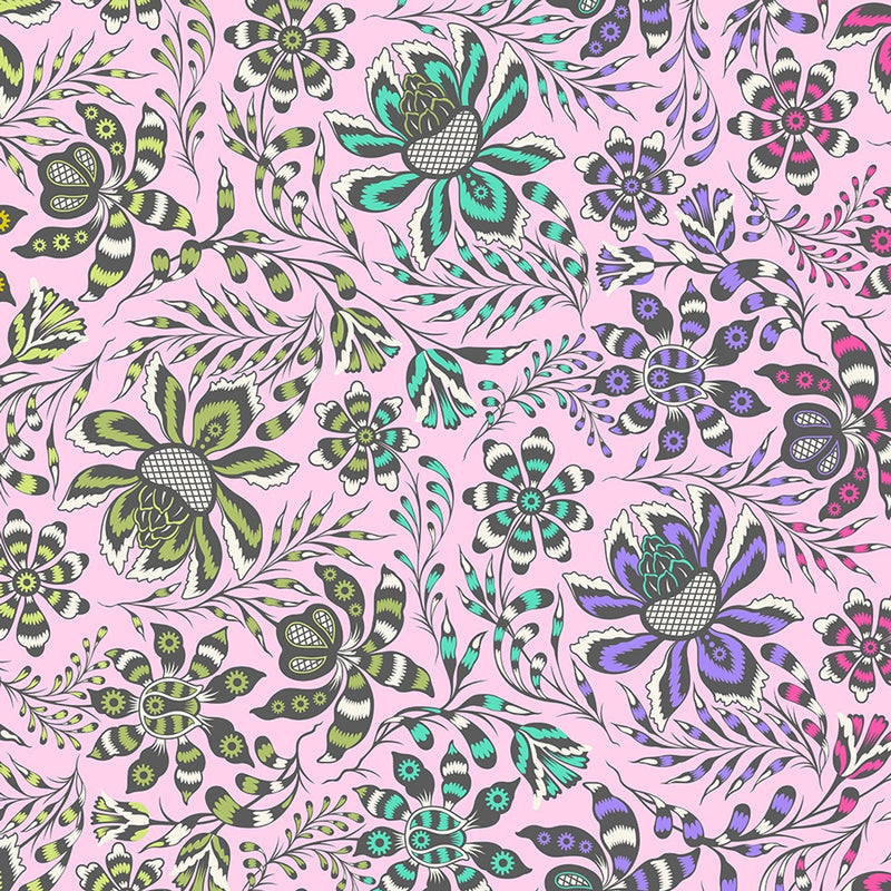Free Spirit Fabrics - Tula Pink, ROAR!, Wild Vine, Blush || SOLD BY THE HALF YARD