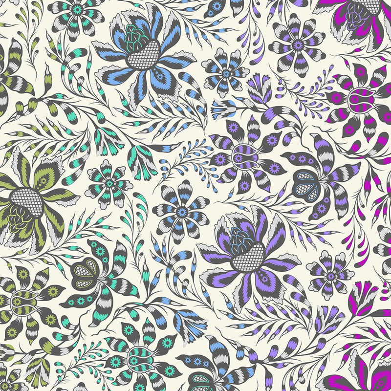 Free Spirit Fabrics - Tula Pink, ROAR!, Wild Vine, Mist || SOLD BY THE HALF YARD