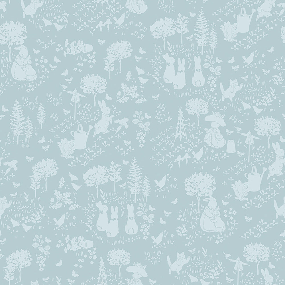 Riley Blake Designs - Peter Rabbit and Benjamin Bunny, Tonal Garden Blue || SOLD BY THE HALF YARD