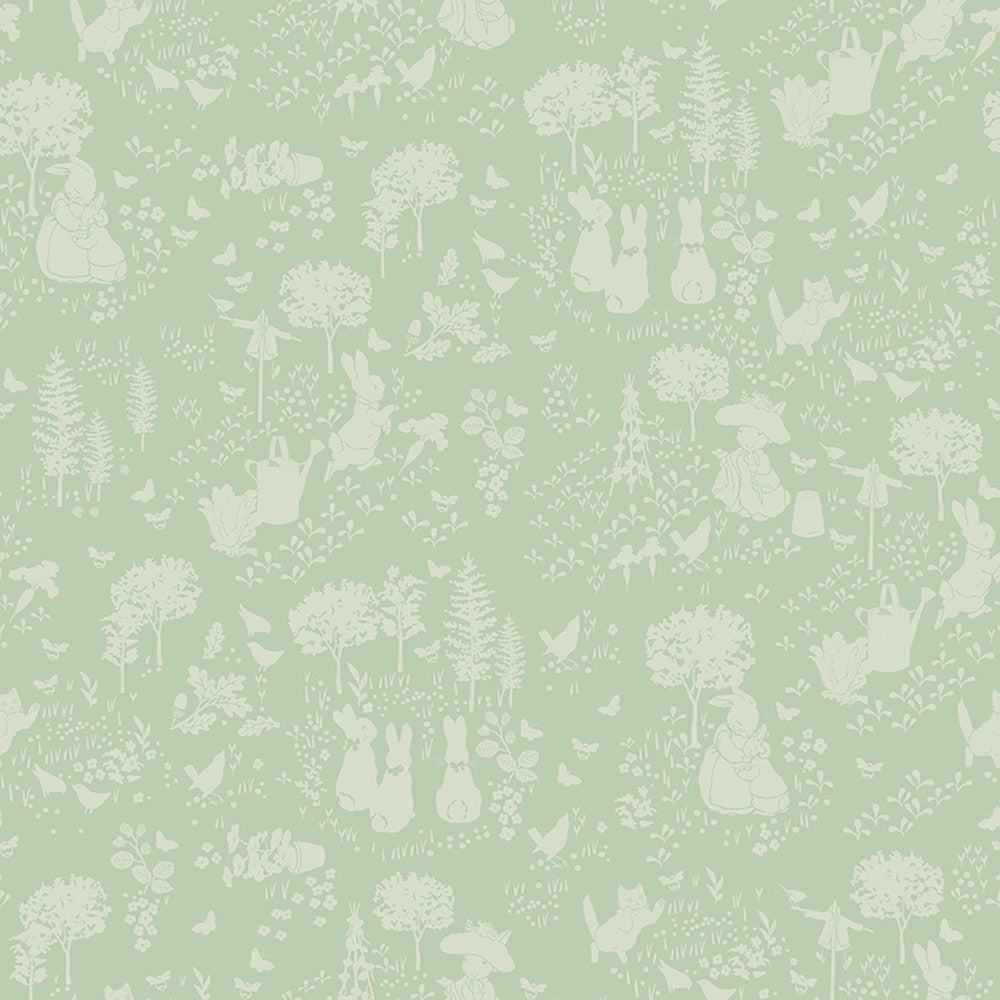 Riley Blake Designs - Peter Rabbit and Benjamin Bunny, Tonal Garden Green || SOLD BY THE HALF YARD