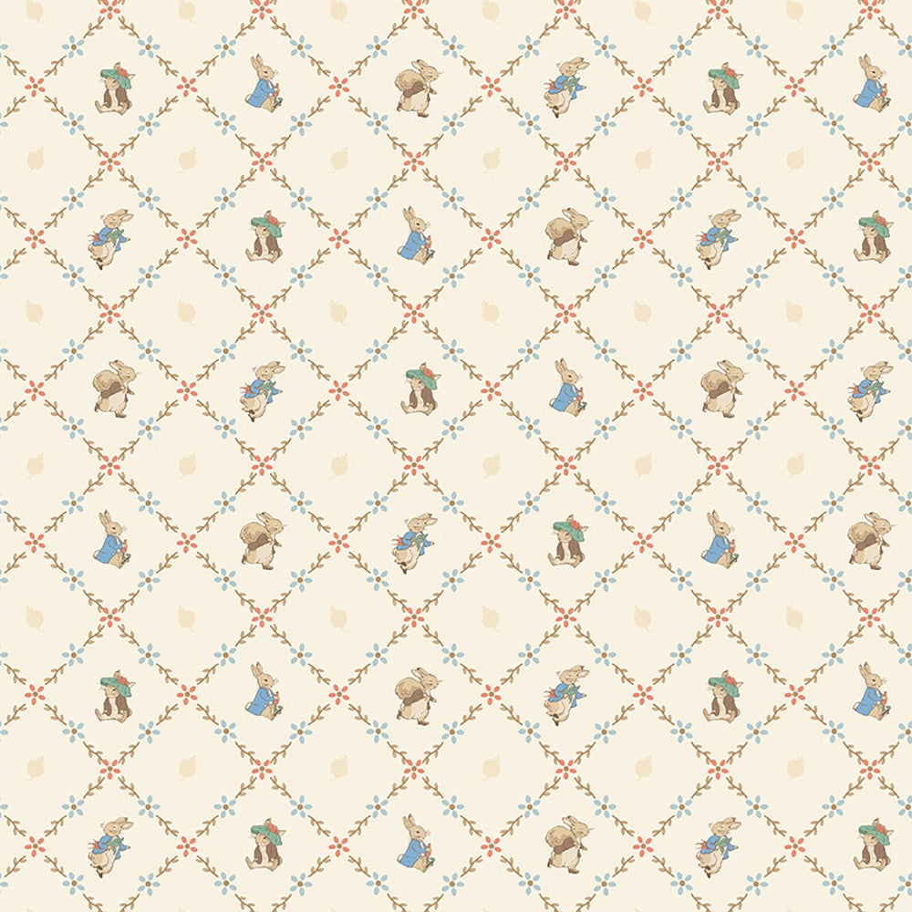 Riley Blake Designs - Peter Rabbit and Benjamin Bunny, Lattice Cream || SOLD BY THE HALF YARD