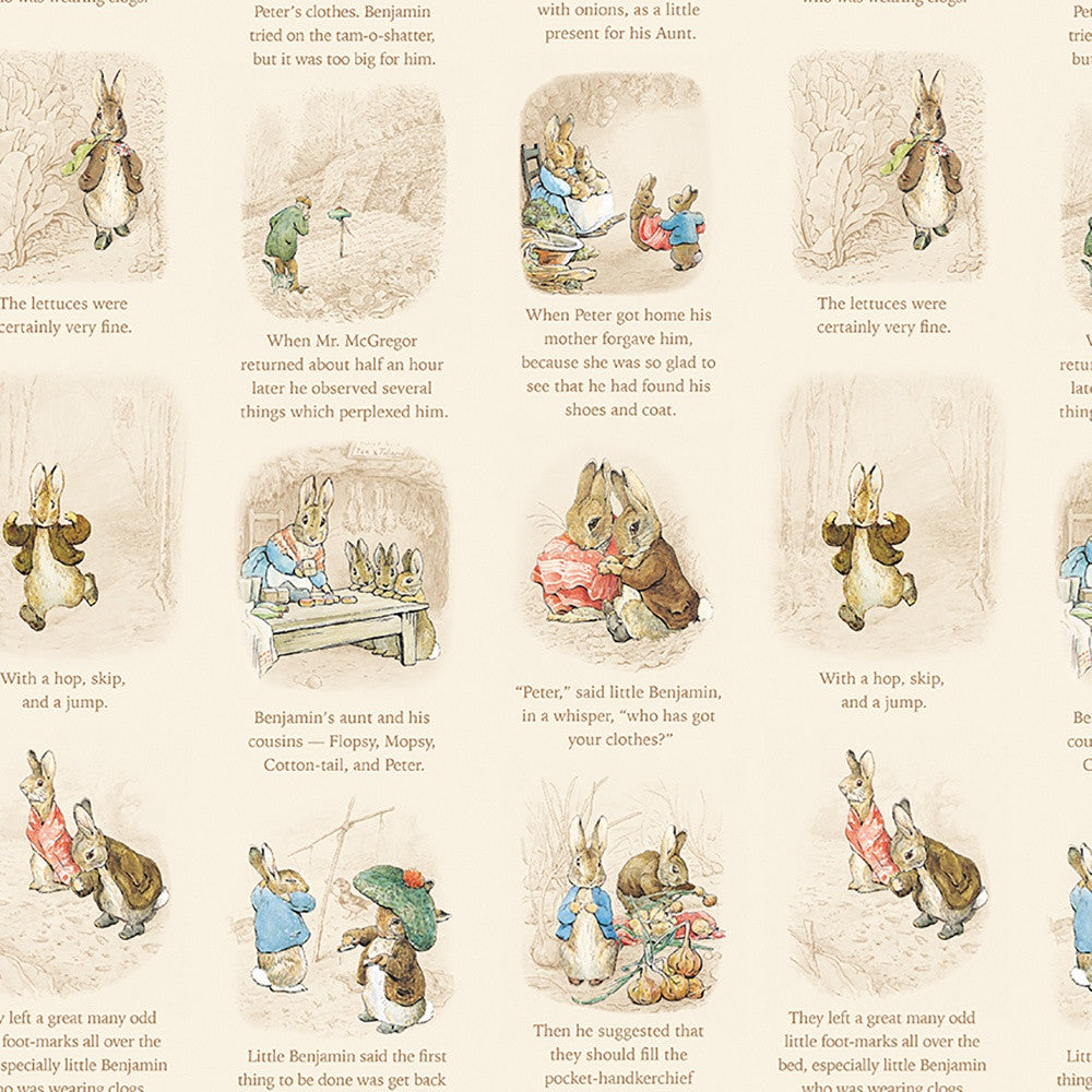 Riley Blake Designs - Peter Rabbit and Benjamin Bunny, Story Time Cream || SOLD BY THE HALF YARD