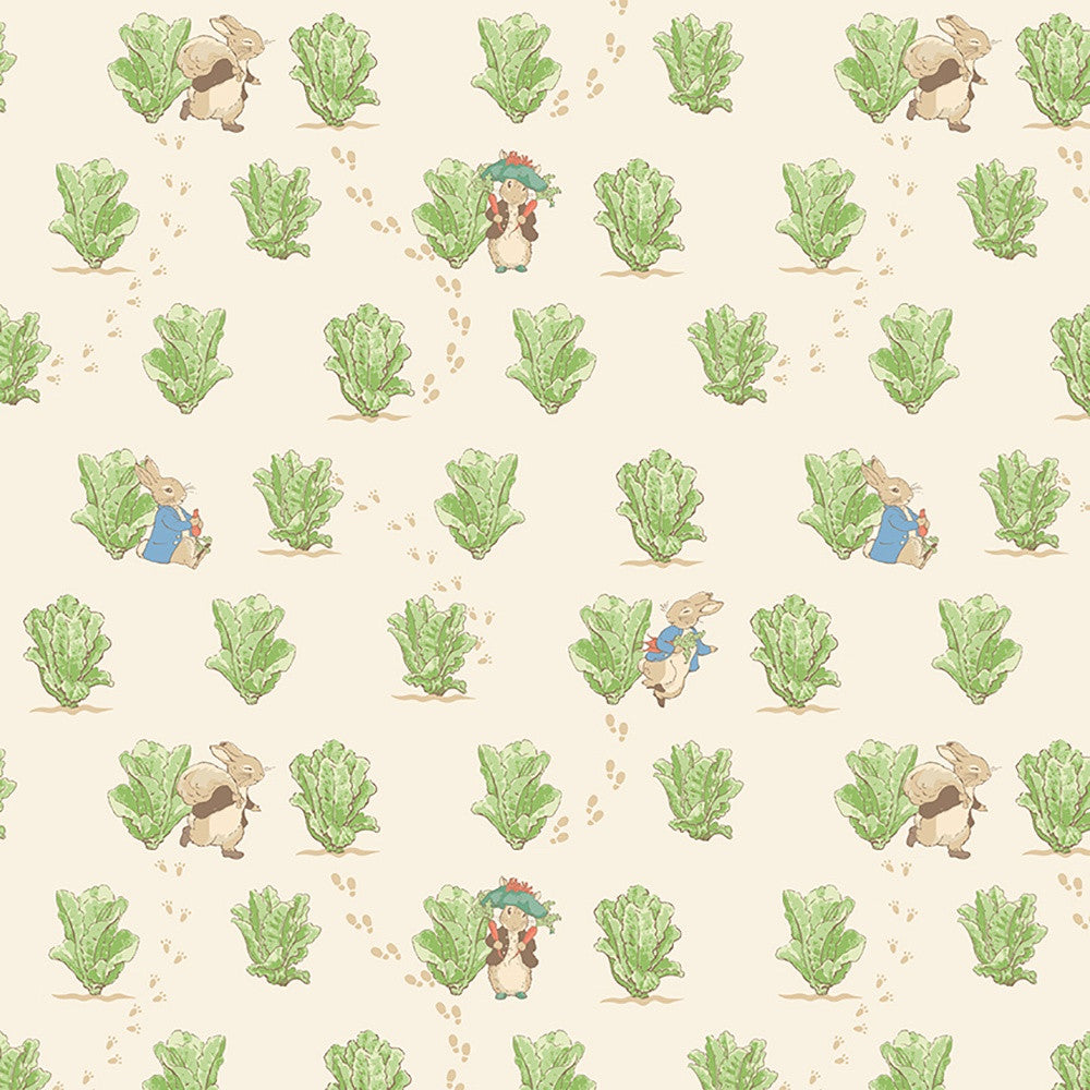 Riley Blake Designs - Peter Rabbit and Benjamin Bunny, Lettuce Patch Cream || SOLD BY THE HALF YARD