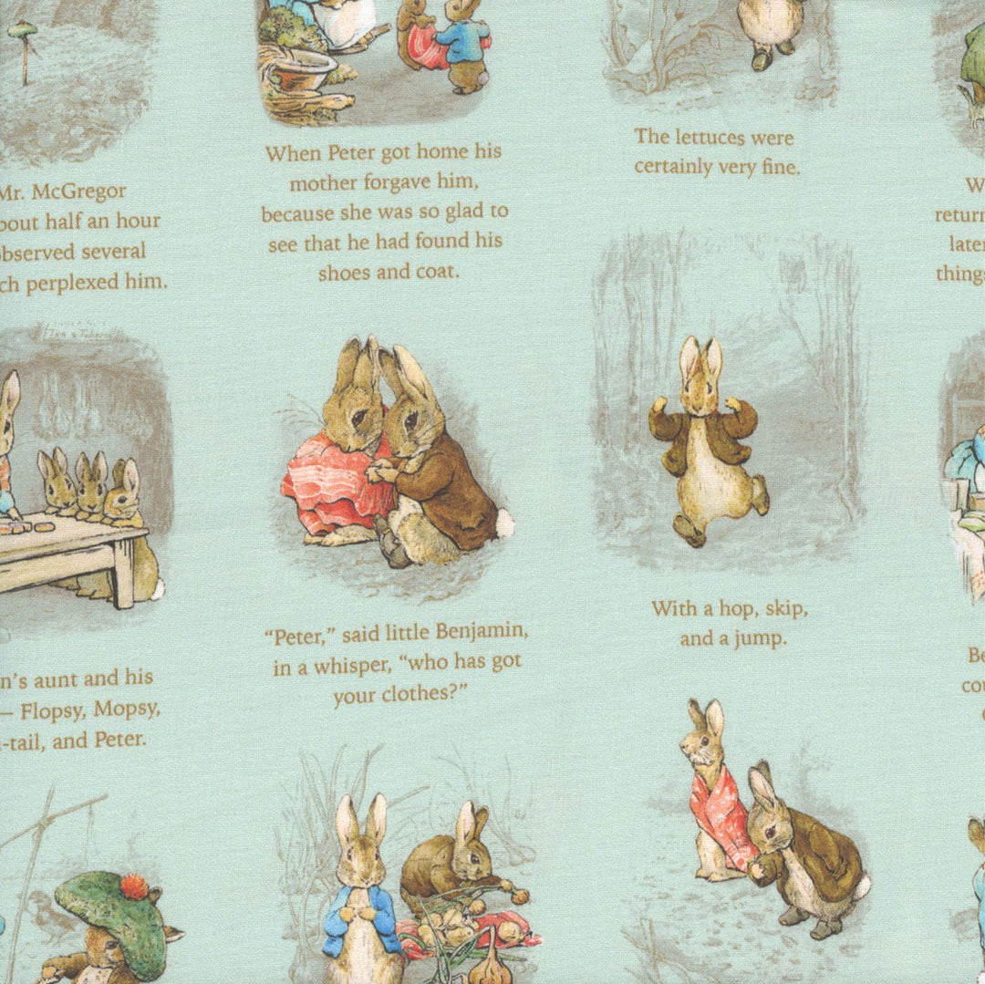 Riley Blake Designs - Peter Rabit and Benjamin Bunny, Story Time Blue || SOLD BY THE HALF YARD