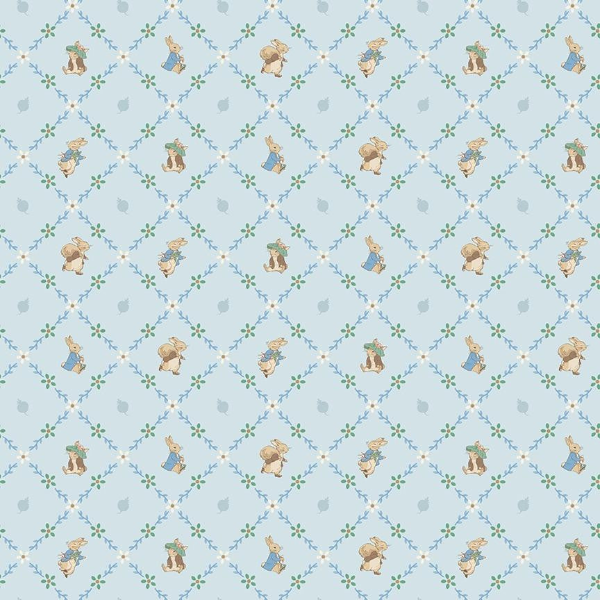 Riley Blake Designs - Peter Rabbit and Benjamin Bunny, Lattice Blue || SOLD BY THE HALF YARD