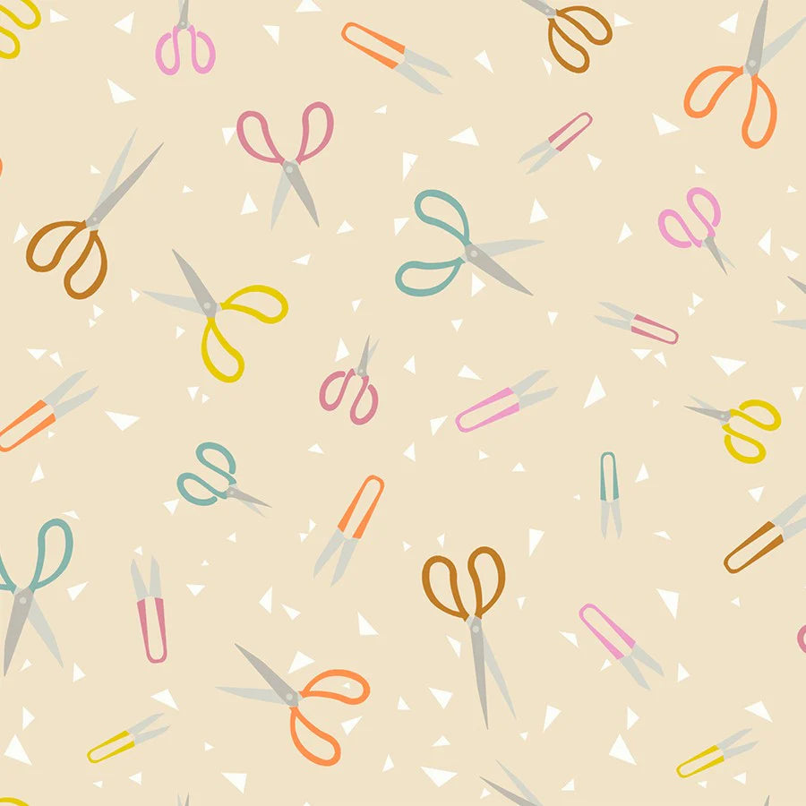 Moda Fabrics - Paper Cuts 2, Snip Snip, Parchment || SOLD BY THE HALF YARD