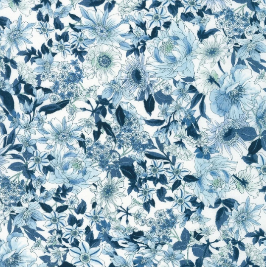 Sevenberry - Vintage Fleur, Floral White || SOLD BY THE HALF YARD