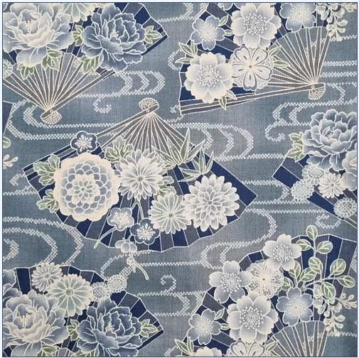 Sevenberry - Akan Blue Fan, Imported from Japan || SOLD BY THE HALF YARD