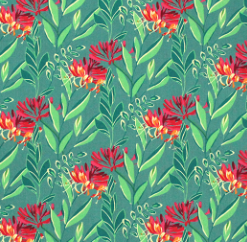 Sevenberry - Red Grevillea, Imported from Japan || SOLD BY THE HALF YARD