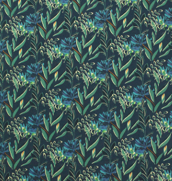 Sevenberry - Blue Grevillea, Imported from Japan || SOLD BY THE HALF YARD