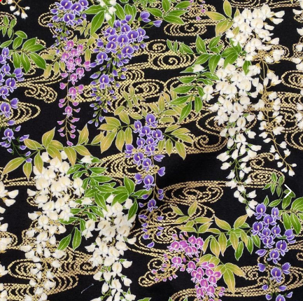 Sevenberry - Metallic Black Wisteria, Imported from Japan || SOLD BY THE HALF YARD