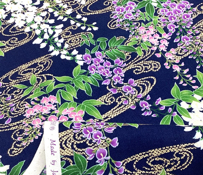 Sevenberry - Metallic Navy Wisteria, Imported from Japan || SOLD BY THE HALF YARD