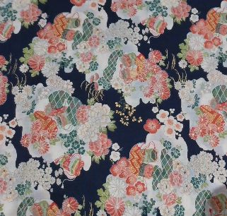 Sevenberry - Metallic Floral Clouds, Navy || SOLD BY THE HALF YARD