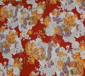 Sevenberry - Metallic Floral Clouds, Red || SOLD BY THE HALF YARD