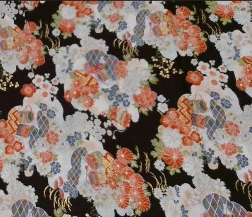 Sevenberry - Metallic Floral Clouds, Black || SOLD BY THE HALF YARD