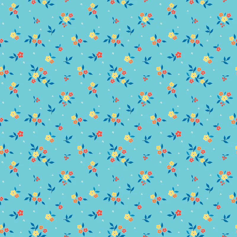 Riley Blake Designs - Summer's in Town, Floral Aqua || SOLD BY THE HALF YARD