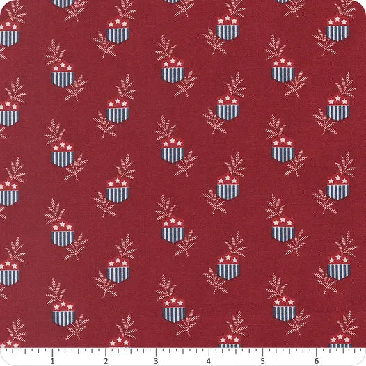 Moda Fabrics - American Gatherings III, Deep Crimson Star Shield || SOLD BY THE HALF YARD
