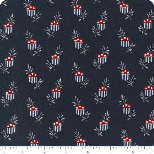 Moda Fabrics -American Gatherings III, Navy Star Shield || SOLD BY THE HALF YARD