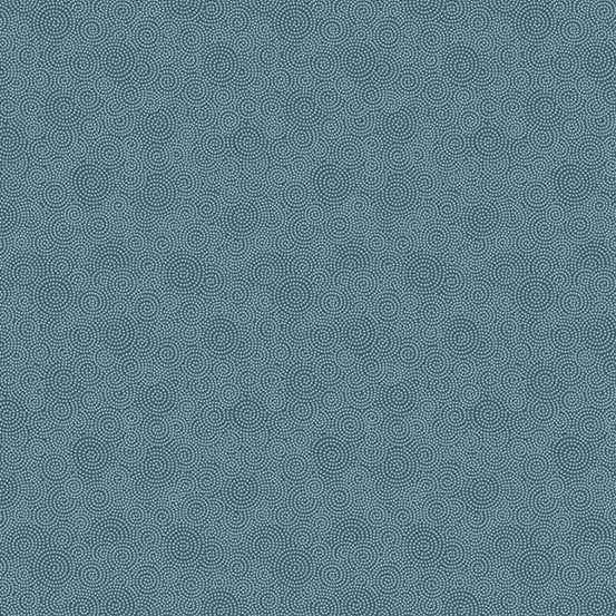 Andover Fabrics - Moonlight Roses, Dot Rings, Blue || SOLD BY THE HALF YARD