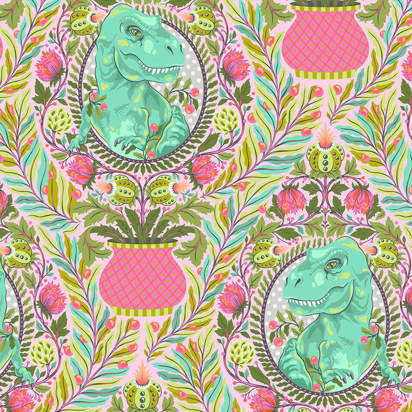 Free Spirit Fabrics - Tula Pink, ROAR!, Tree Rex, Blush || SOLD BY THE HALF YARD
