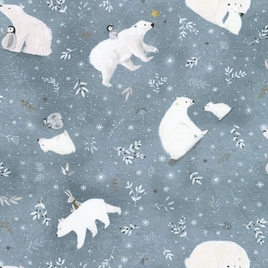 Robert Kaufman Fabrics - Snowy Fable, Polar Bears, Grey || SOLD BY THE HALF YARD