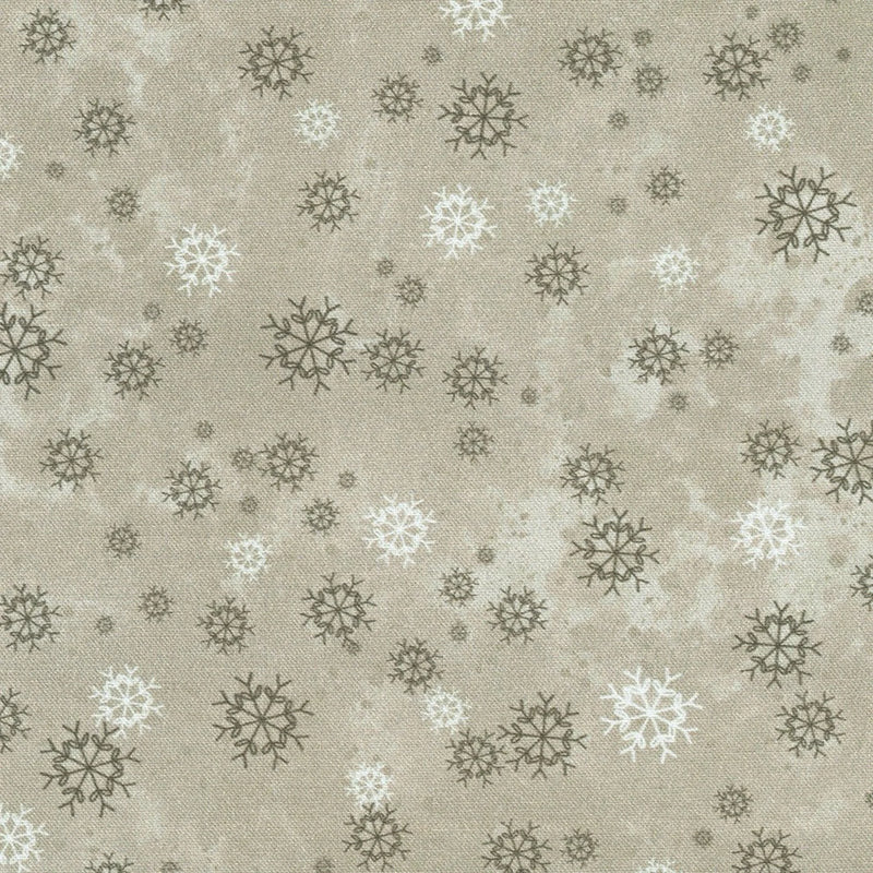 Robert Kaufman Fabrics - Snowy Fable, Snowflakes, Taupe || SOLD BY THE HALF YARD