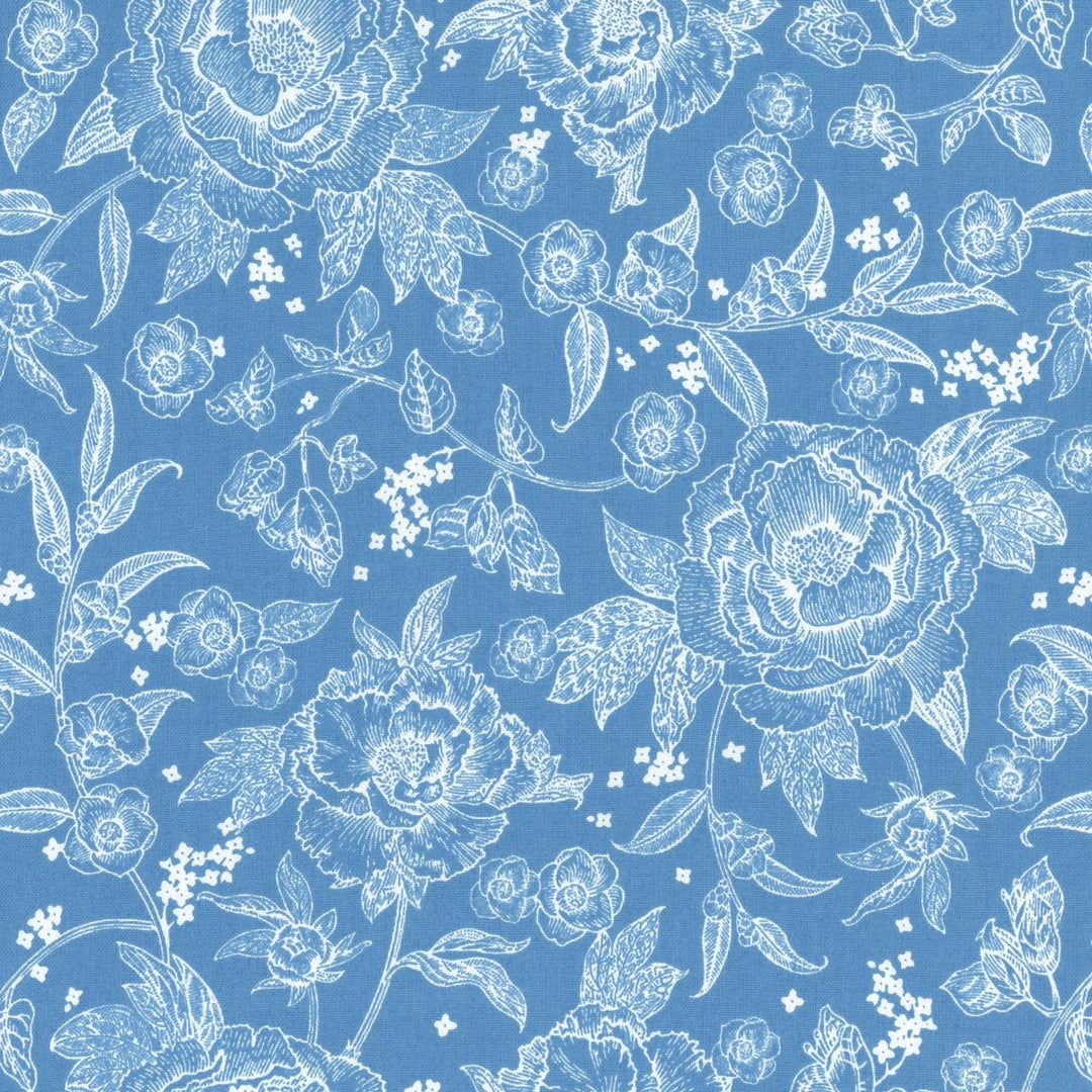 Riley Blake Designs - Penelope, Main, Blue || SOLD BY THE HALF YARD