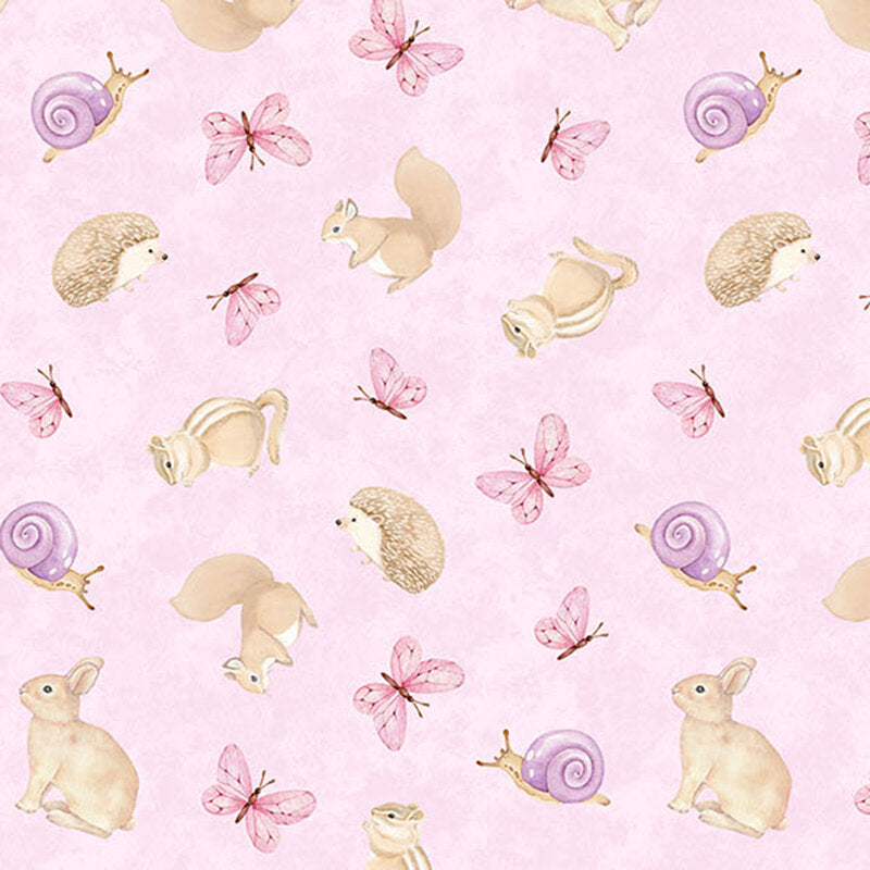 Northcott - Peas in a Pod, Animal Toss, Pink Multi || SOLD BY THE HALF YARD