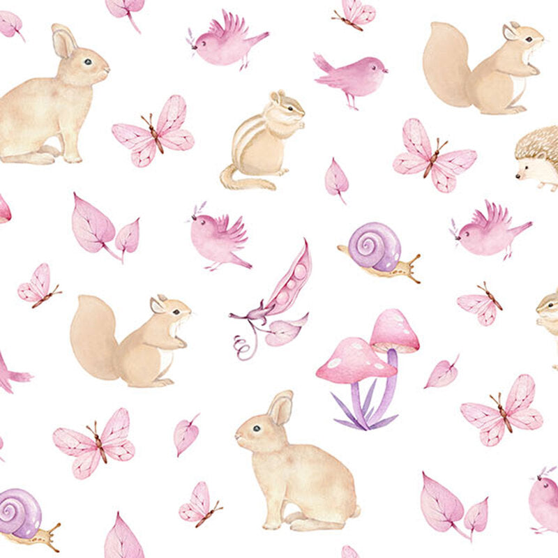 Northcott - Peas in a Pod, Animal Toss, Pink Multi || SOLD BY THE HALF YARD