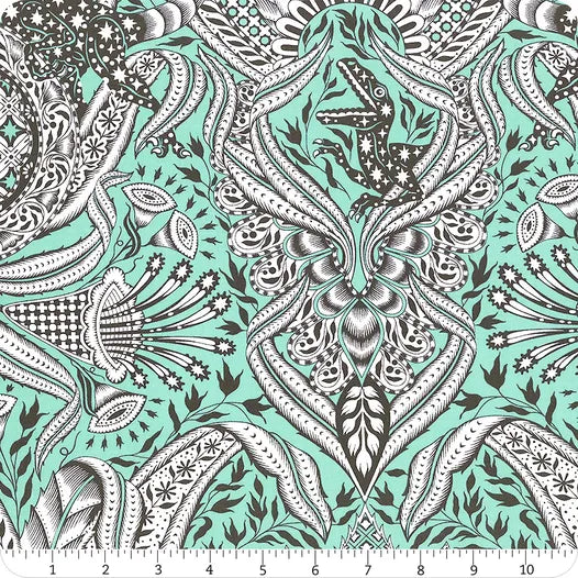 Free Spirit Fabrics - Tula Pink, ROAR!, Gift Rapt, Mint || SOLD BY THE HALF YARD