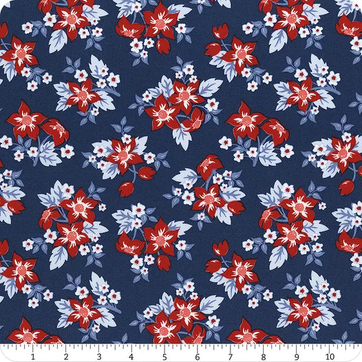 Moda Fabrics - Star Spangled, Memorial Flowers, Twilight || SOLD BY THE HALF YARD